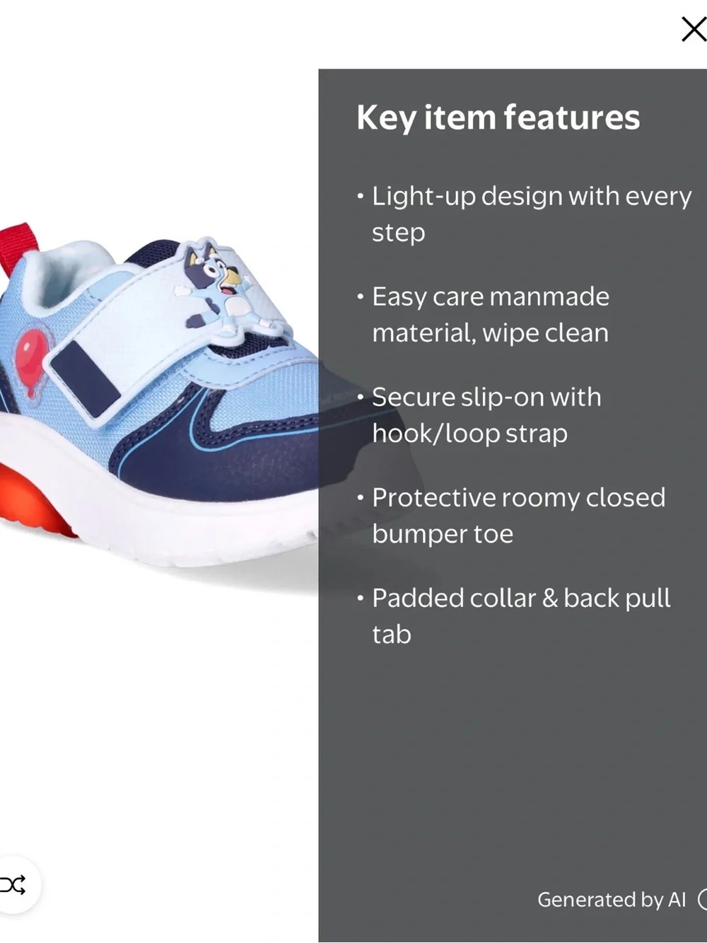Toddler Light Blue & Navy Character Hook-and-Loop Sneaker